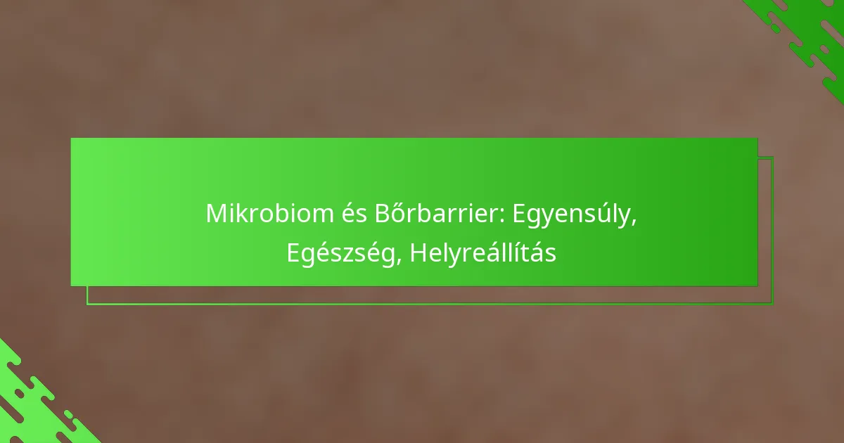 Mikrobiom és Bőrbarrier: Egyensúly, Egészség, Helyreállítás