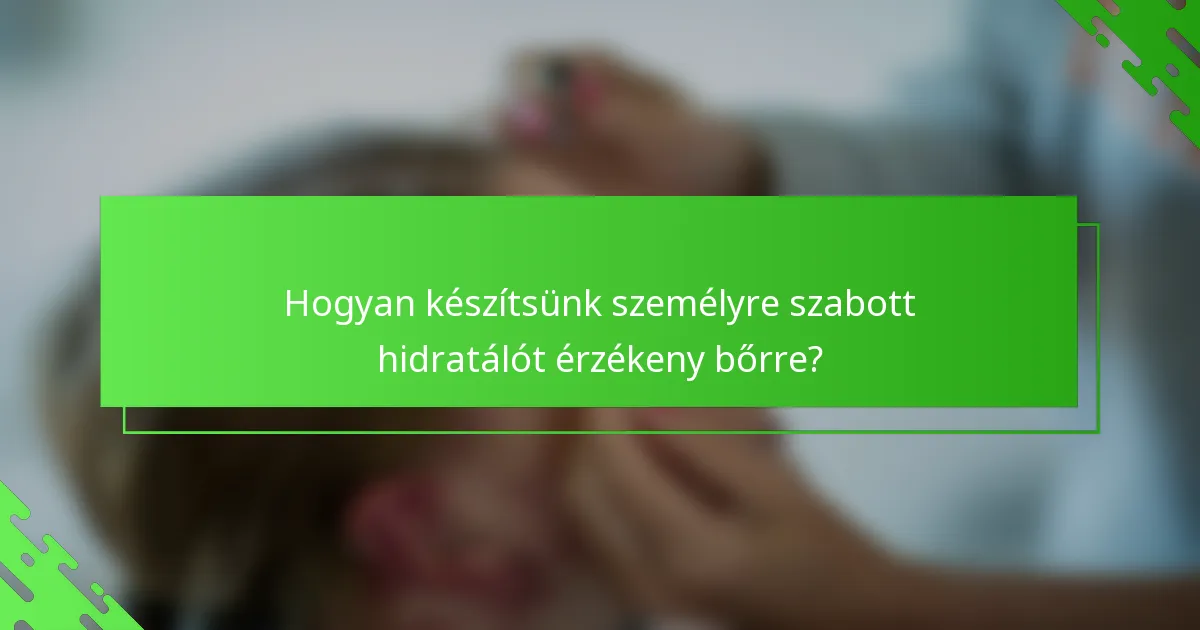Hogyan készítsünk személyre szabott hidratálót érzékeny bőrre?