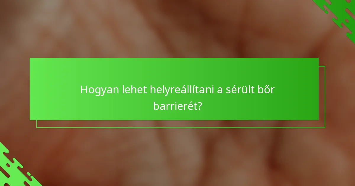Hogyan lehet helyreállítani a sérült bőr barrierét?