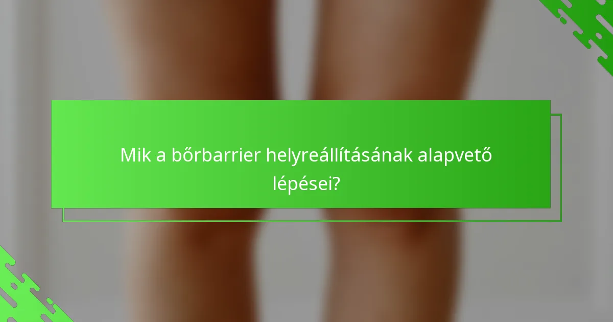 Mik a bőrbarrier helyreállításának alapvető lépései?